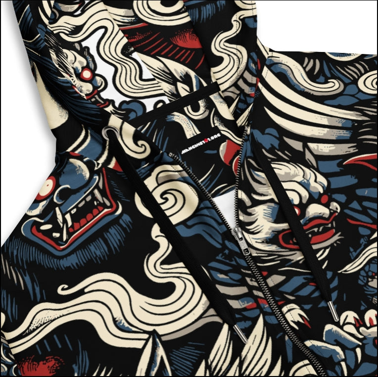 Yokai All-Over-Print Unisex zip hoodie